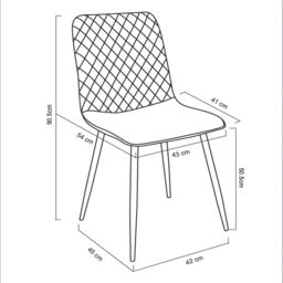 mcc direct Set of 4 Designer Velvet Fabric Dining Chairs Metal Legs Lexi Chairs (Light Blue) - thumbnail 6