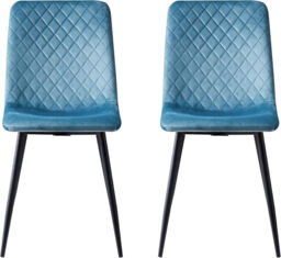 mcc direct Set of 4 Designer Velvet Fabric Dining Chairs Metal Legs Lexi Chairs (Light Blue) - thumbnail 3