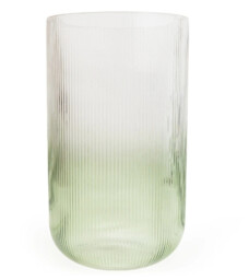 Candlelight Vase Two Tone Ridged Glass Green/Clear H:26cm - thumbnail 3