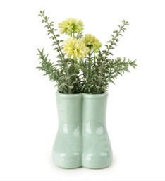 Candlelight Artificial Chrysanthemums in Ceramic Wellies Vase 20cm - thumbnail 3