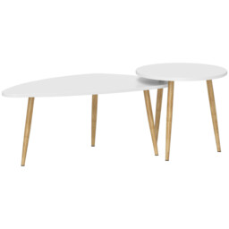 HOMCOM Coffee & Side Table Set Scandi White/Oak Effect