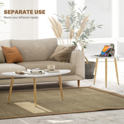 HOMCOM Coffee & Side Table Set Scandi White/Oak Effect - thumbnail 5