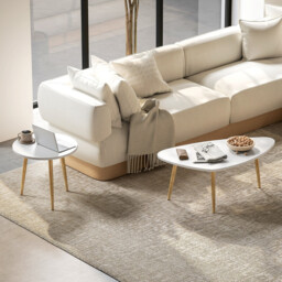HOMCOM Coffee & Side Table Set Scandi White/Oak Effect - thumbnail 3