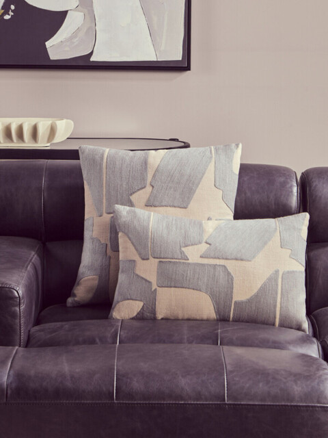 Bosie Cushion Ozella Embroidered Grey/Natural Rectangle 30x50cm - image 1