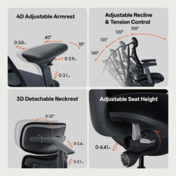Libernovo Omni Dynamic Ergonomic Chair Midnight Black 48cm 1pcs With Dual-Layer Footrest - thumbnail 7
