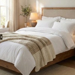 Paoletti Duvet Cover Set Oxford Border 100% Cotton 200TC White Double - thumbnail 2