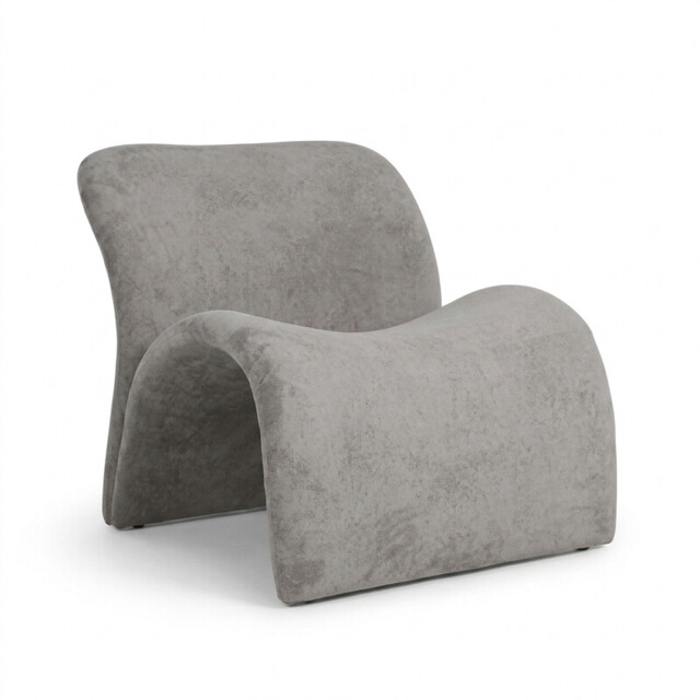 URBAN MEUBLE Wave Series Saddle Lounge Chair - Light Gray Textured Fabric, 73*79*73cm (1 Piece) - image 1