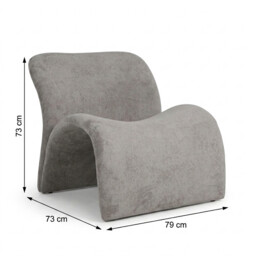 URBAN MEUBLE Wave Series Saddle Lounge Chair - Light Gray Textured Fabric, 73*79*73cm (1 Piece) - thumbnail 3