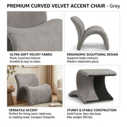 URBAN MEUBLE Wave Series Saddle Lounge Chair - Light Gray Textured Fabric, 73*79*73cm (1 Piece) - thumbnail 4