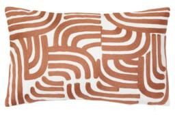 Bosie Cushion Ozella Embroidered Terracotta/Cream Rectangle 30x50cm - thumbnail 4
