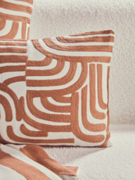 Bosie Cushion Ozella Embroidered Terracotta/Cream Rectangle 30x50cm - thumbnail 3