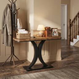 LANTINE Console Table, Industrial Hallway Table for Entrance Area, 100 cm Entrance Tables, Narrow Sofa Table, Side Table for Living Room, Rustic Brown - thumbnail 3