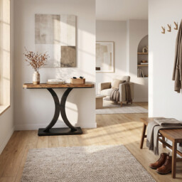 LANTINE Console Table, Industrial Hallway Table for Entrance Area, 100 cm Entrance Tables, Narrow Sofa Table, Side Table for Living Room, Rustic Brown - thumbnail 6