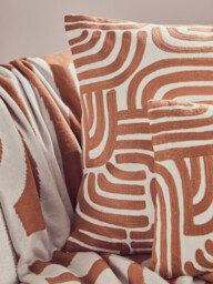 Bosie Cushion Ozella Embroidered Terracotta/Cream Square 45x45cm - thumbnail 3
