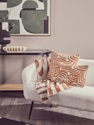 Bosie Cushion Ozella Embroidered Terracotta/Cream Square 45x45cm - thumbnail 2