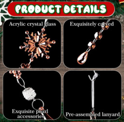 JU7CER 26 piece set of crystal Christmas tree decorations, acrylic snowflake ice column pendant, winter Christmas tree indoor/outdoor party decorations, light pink - thumbnail 4