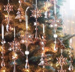 JU7CER 26 piece set of crystal Christmas tree decorations, acrylic snowflake ice column pendant, winter Christmas tree indoor/outdoor party decorations, light pink - thumbnail 6