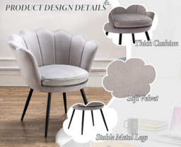 Ya-Home Accent Chair Upholstered Lounge Armchair with Golden Legs, Modern Petal Side Chair Corner Chair for Living Room/Bedroo - thumbnail 4