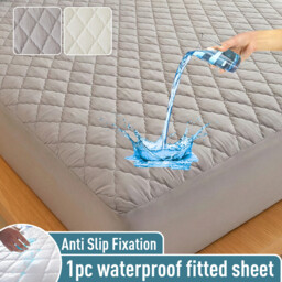 LeBonsoir Waterproof Mattress Protector， Home Quilted Double Mattress Protector 30 cm Extra Deep， Microfiber Fitted Mattress Cover Double Bed， Machine Washable Bed Cover (90 x 200cm)， Light Grey - thumbnail 1