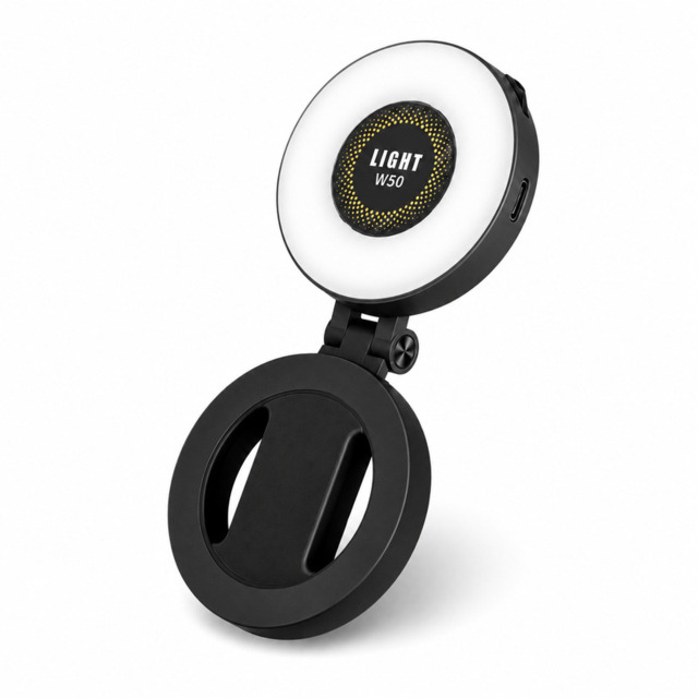 VoxorAI M28 Black Fill Light, Selfie Fill Light, Magnetic Selfie Light, Magnetic Beauty Selfie Light, CRI95+ 360° LED Portable Lamp with Mirror, Compatible with iPhone/Android (Selfies, Photography, TikTok, Zoom Calls, and Videos) - image 1