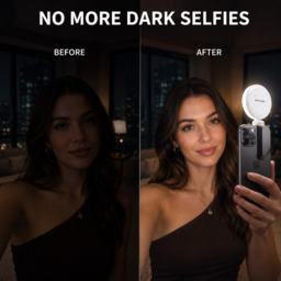 VoxorAI M28 Black Fill Light, Selfie Fill Light, Magnetic Selfie Light, Magnetic Beauty Selfie Light, CRI95+ 360° LED Portable Lamp with Mirror, Compatible with iPhone/Android (Selfies, Photography, TikTok, Zoom Calls, and Videos) - thumbnail 2