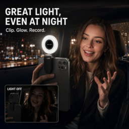 VoxorAI M28 Black Fill Light, Selfie Fill Light, Magnetic Selfie Light, Magnetic Beauty Selfie Light, CRI95+ 360° LED Portable Lamp with Mirror, Compatible with iPhone/Android (Selfies, Photography, TikTok, Zoom Calls, and Videos) - thumbnail 3