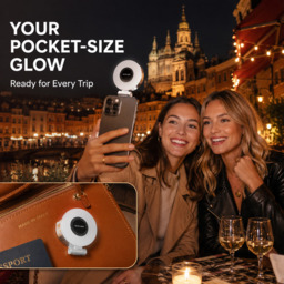 VoxorAI M28 Black Fill Light, Selfie Fill Light, Magnetic Selfie Light, Magnetic Beauty Selfie Light, CRI95+ 360° LED Portable Lamp with Mirror, Compatible with iPhone/Android (Selfies, Photography, TikTok, Zoom Calls, and Videos) - thumbnail 4