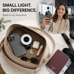 VoxorAI M28 Black Fill Light, Selfie Fill Light, Magnetic Selfie Light, Magnetic Beauty Selfie Light, CRI95+ 360° LED Portable Lamp with Mirror, Compatible with iPhone/Android (Selfies, Photography, TikTok, Zoom Calls, and Videos) - thumbnail 6