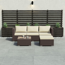 "Garden Vida Hampton 4 Seater Corner Rattan Set, Brown " - thumbnail 7