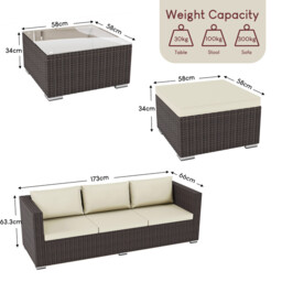 "Garden Vida Hampton 4 Seater Corner Rattan Set, Brown " - thumbnail 2