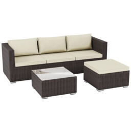 "Garden Vida Hampton 4 Seater Corner Rattan Set, Brown " - thumbnail 3