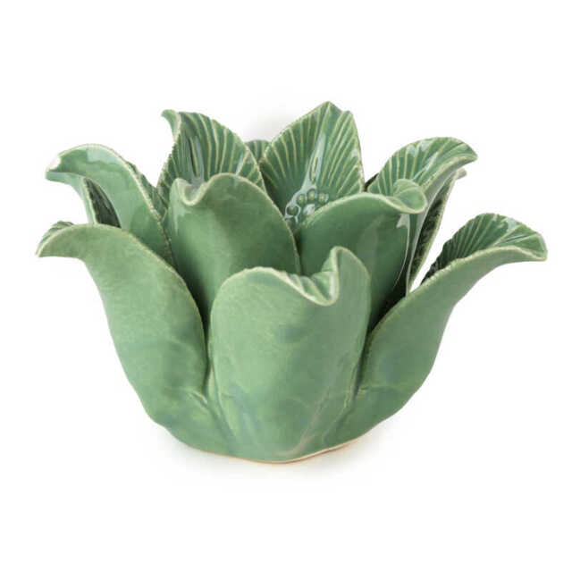 Candlelight Candle Holder Tealight Lotus Ceramic Green - image 1