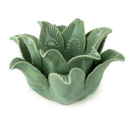 Candlelight Candle Holder Tealight Lotus Ceramic Green - thumbnail 3