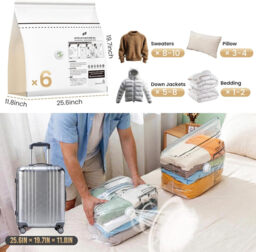 TAILI 6 Pack Cube Vacuum Storage Bags, Medium Size (25x19x11 inch), Vacuum Seal Bags for Clothing, Travel Compression Packing for Clothes, Blankets, Baby Clothes, Travel Essential - thumbnail 4