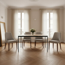 URBAN MEUBLE Scandinavian Oak Dining Table with Black Metal Frame - thumbnail 3