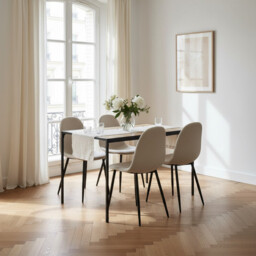 URBAN MEUBLE Scandinavian Oak Dining Table with Black Metal Frame - thumbnail 4