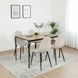 URBAN MEUBLE Scandinavian Oak Dining Table with Black Metal Frame - thumbnail 2