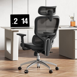SIHOO M56C Ergonomic Office Chair - Adjustable Desk Chair with 3D Dynamic Lumbar Support, Breathable Mesh Back, Adjustable Headrest and PU Armrests for Home Office - (Black) - thumbnail 1
