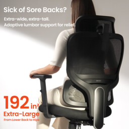 SIHOO M56C Ergonomic Office Chair - Adjustable Desk Chair with 3D Dynamic Lumbar Support, Breathable Mesh Back, Adjustable Headrest and PU Armrests for Home Office - (Black) - thumbnail 7