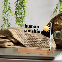 "Alphynix 1pc ""Human Sunshine"" Acrylic Plaque, Wood Base Stand with Yellow Sun Design and Inspirational Definition ""An Incredible Person with a Beautiful Soul"", Uplifting Desk Decor Gift" - thumbnail 6