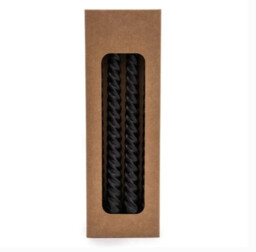 Candlelight Taper Candles Twisted Black 4pcs - thumbnail 3