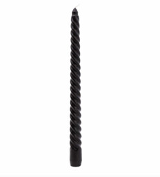 Candlelight Taper Candles Twisted Black 4pcs - thumbnail 1