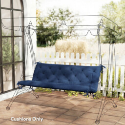 Outsunny 3 Seater Bench Cushion, Garden Chair Cushion with Back and Ties for Indoor and Outdoor Use, 98 x 150 cm, Dark Blue - thumbnail 2