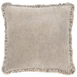 Yard Cushion Bertie Washed Cotton Velvet Square Taupe 45x45cm - thumbnail 3