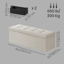 Ochama Foldable Storage Ottoman Cube with Hidden Compartment, Small Footrest for Living Room, Bedroom or Entryway, White - thumbnail 3