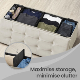 Ochama Foldable Storage Ottoman Cube with Hidden Compartment, Small Footrest for Living Room, Bedroom or Entryway, White - thumbnail 6