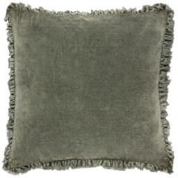 Yard Cushion Bertie Washed Cotton Velvet Square Moss 45x45cm - thumbnail 6