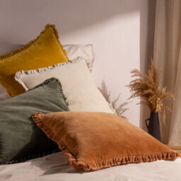 Yard Cushion Bertie Washed Cotton Velvet Square Moss 45x45cm - thumbnail 5