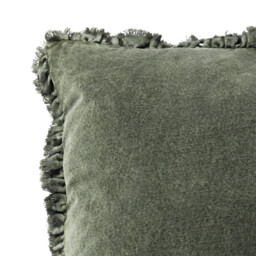 Yard Cushion Bertie Washed Cotton Velvet Square Moss 45x45cm - thumbnail 2