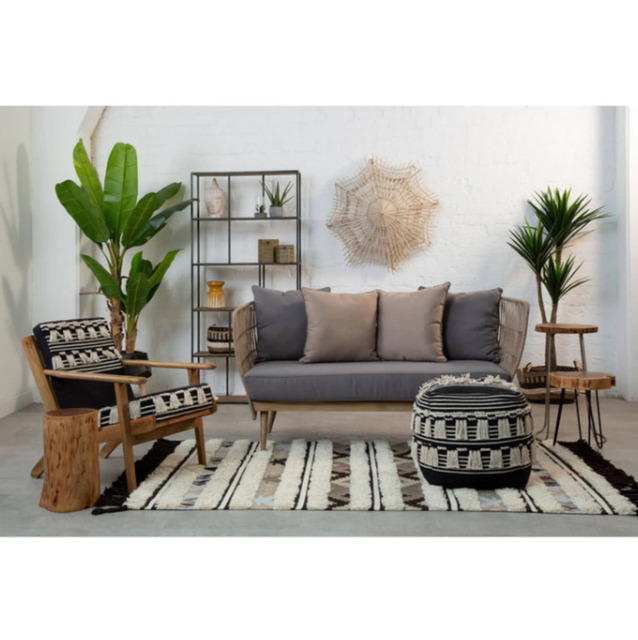 Bosie Rug Jango Tribal 80% Wool 20% Cotton Rectangle Natural/Black 120x180cm - image 1